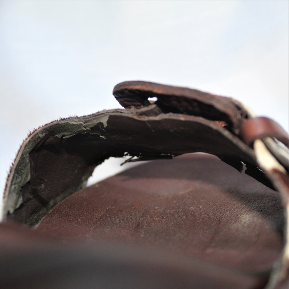 Nine West Wedge Sandals Pony Hair w Leather Buckle - Picture 6 of 8